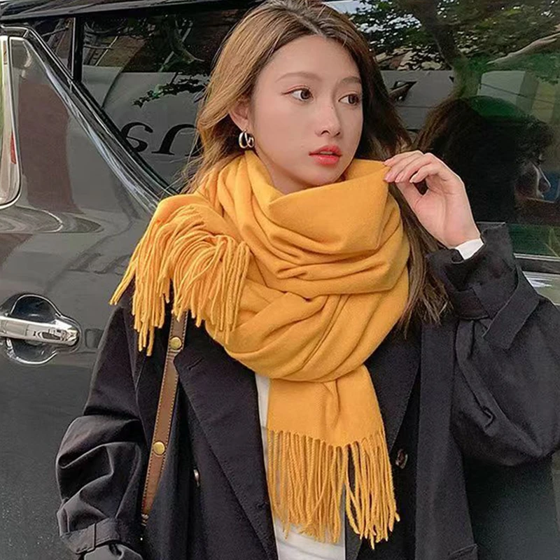 New Women\'s Winter Scarves Cashmere Scarf Woman Black Ladies Winter Wool Scarf Warm