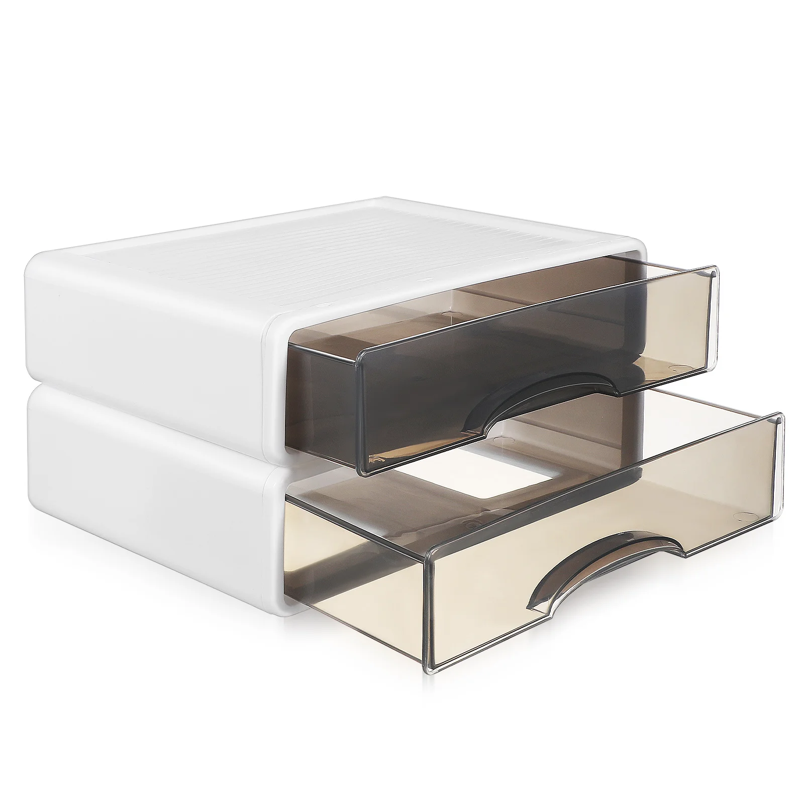 

2Pcs Desktop Drawer Boxes Stackable Large Capacity Organizer Office Supply Storage Case Makeup Sundries Holder