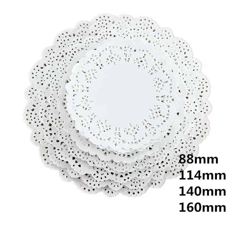 88/114/140/160mm Lace Paper Cake Placemat Bake Oil Absorbing Paper Pizza Paper Mats Decoration Paper Doilies For Party Wedding