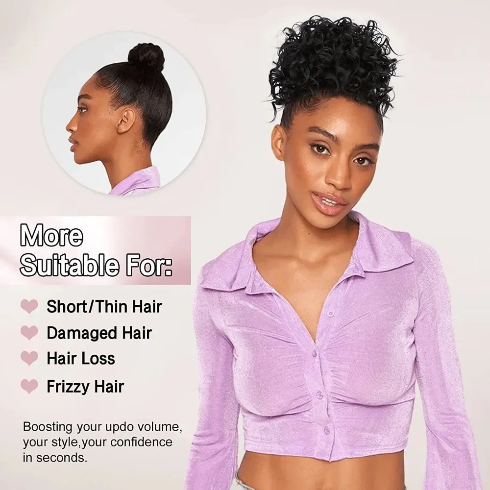 Messy Hair Bun Elastic Drawstring Loose Wave Large Curly Short Synthetic Ponytail Hair Bun Extension for Women Daily Use