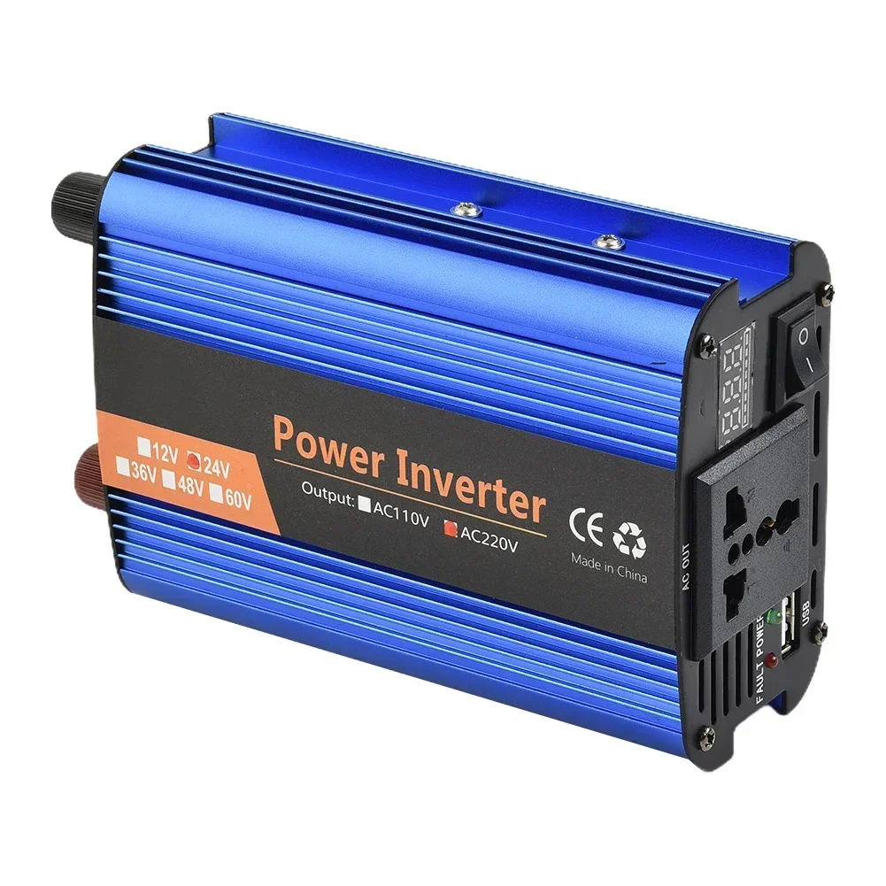 High Power Power Inverter Replacement Aluminum Alloy Blue Modified Sine Wave W/Power Cord 1 Set 12V/24V-220V 4000W High Quality