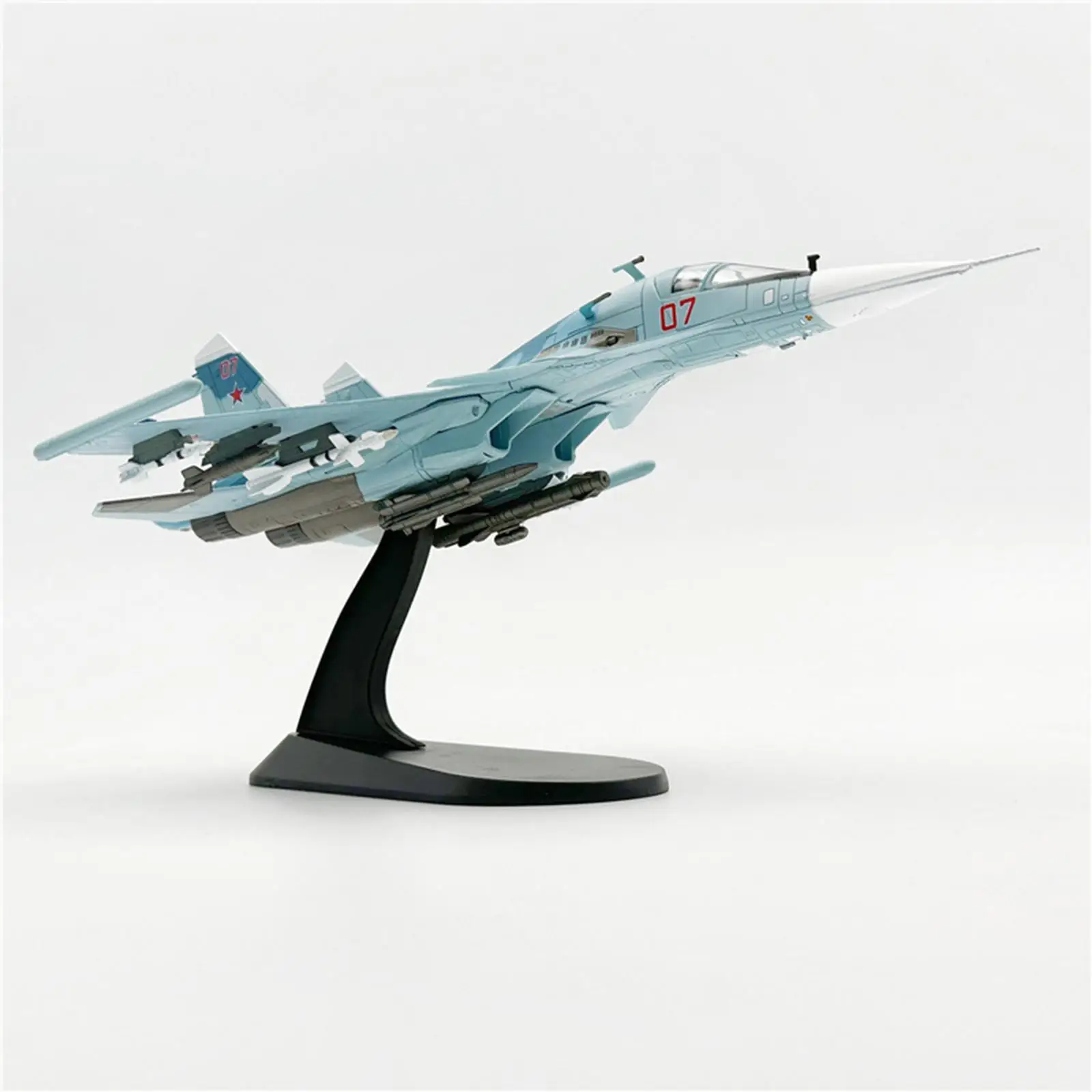 1/100 Scale SU35 Plane Model Toy with Display Stand Collections Alloy Fighter for Household Desktop Bedroom Table Decor