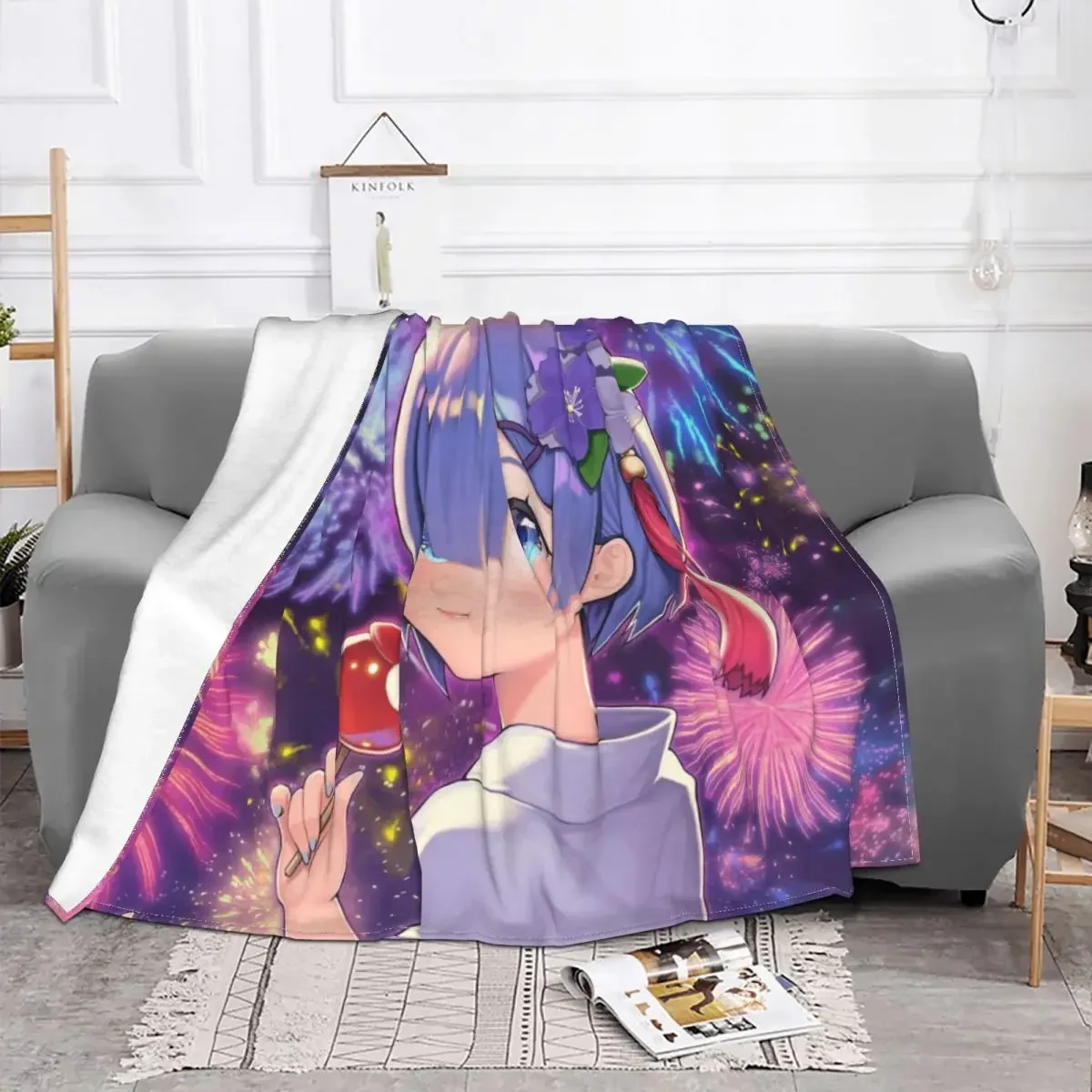 Baby Blanket Re:Zero Anime Sexy REM Fleece Autumn/Winter Cartoon  Lightweight Multifunction Thin Throw for Bed Couch Rug Piece