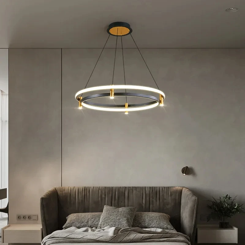 Imagem -02 - Modern Black Ring Led Pendant Lamp Luminária para Mesa Jantar Sala de Estar Cozinha Ilha Lustre Decoração de Casa Lusters