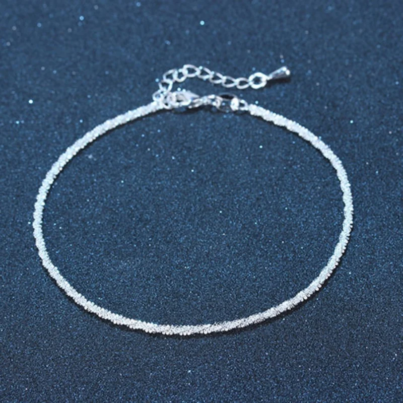

Buyee 925 Sterling Silver Female Bracelets White Shiny Chain Simple Bracelets for Women Fashion Trend Fine Jewelry Chain Gift