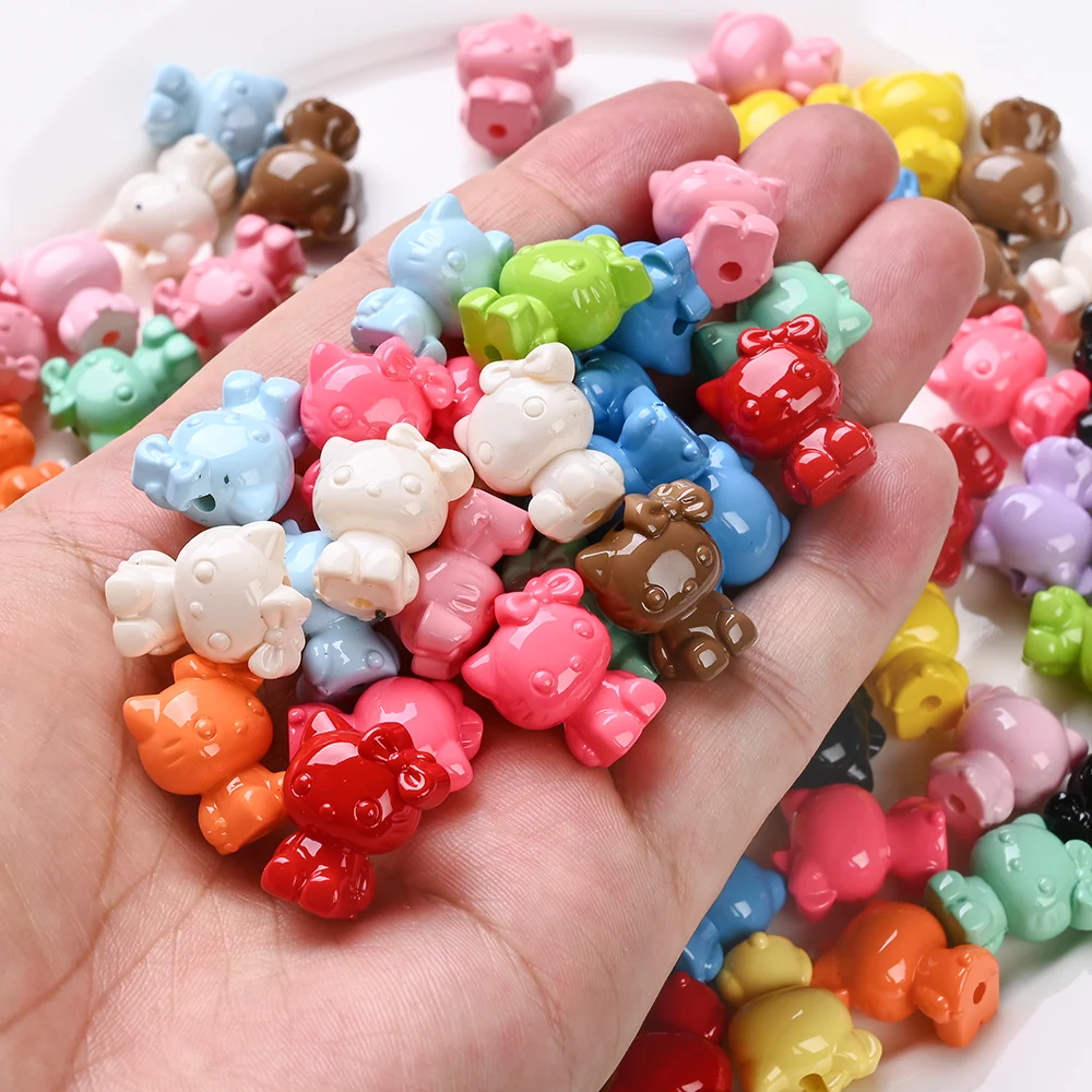 50Pcs Randomly Mixed Acrylic Beads Colored Cartoon Cat Bead For DIY Baby Teething Pacifier Chain Jewelry Gift Baby Goods