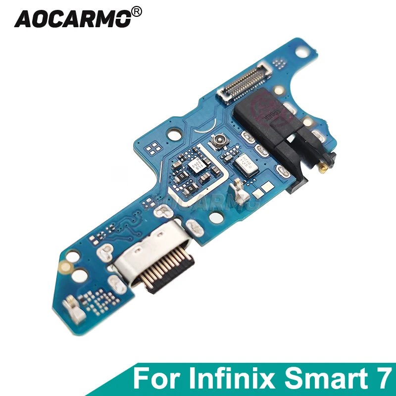 Aocarmo For Tecno Infinix Smart 7 X6515 Charging Port Bottom Microphone Mic Earphone Jack Circuit Board Repair Parts