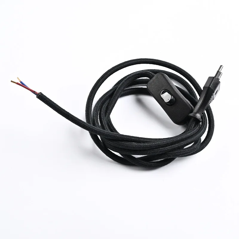 

2.3 Meter Braided EU Switch Plug Wire Colored Braided Wire Table Lamp Power Cord Lighting Accessories