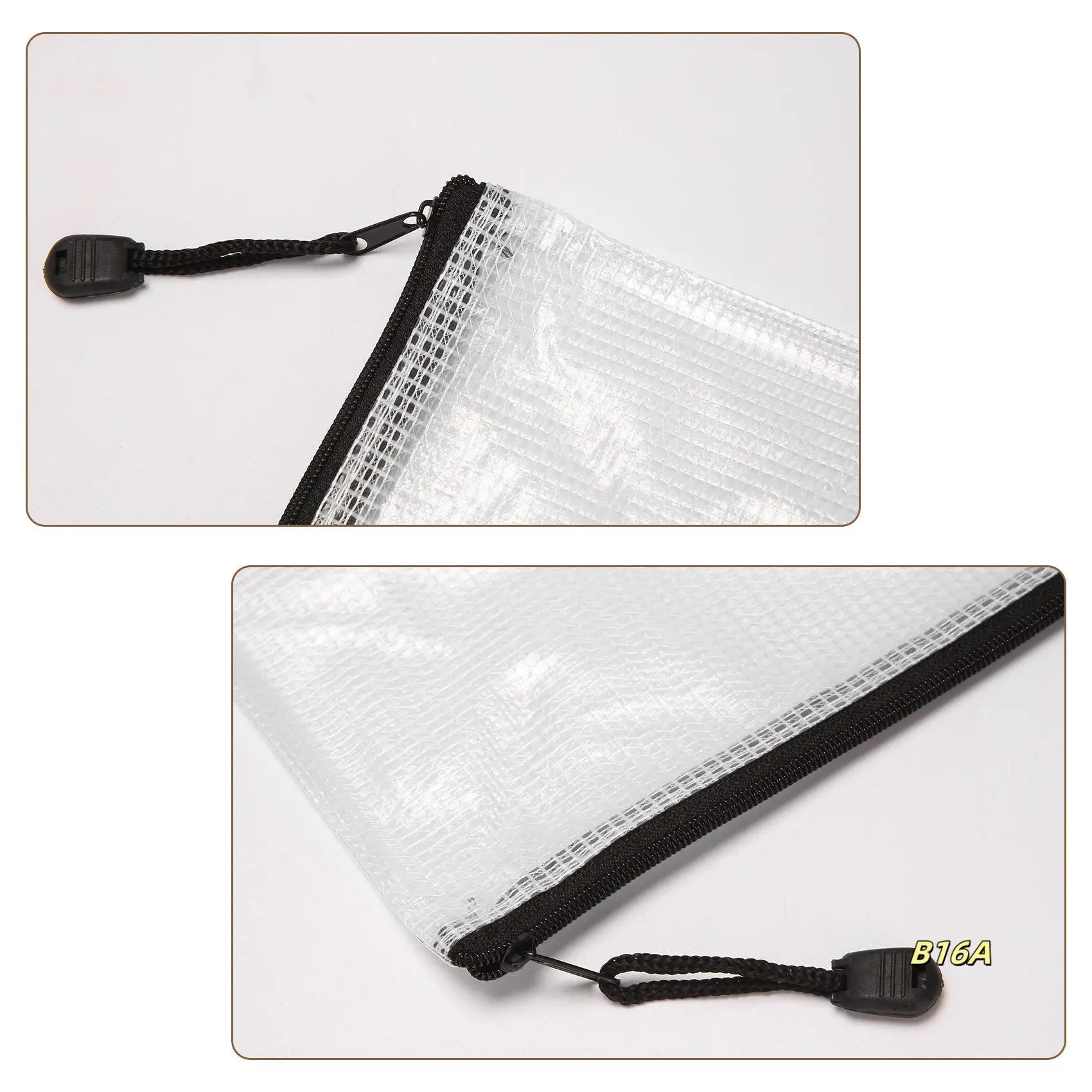 12 Pcs Zipper File Bag A4 Zipper Mesh Bag Board Game Storage Bag PVC File Bag Office Supplies Storage Bag (34Cmx24cm)