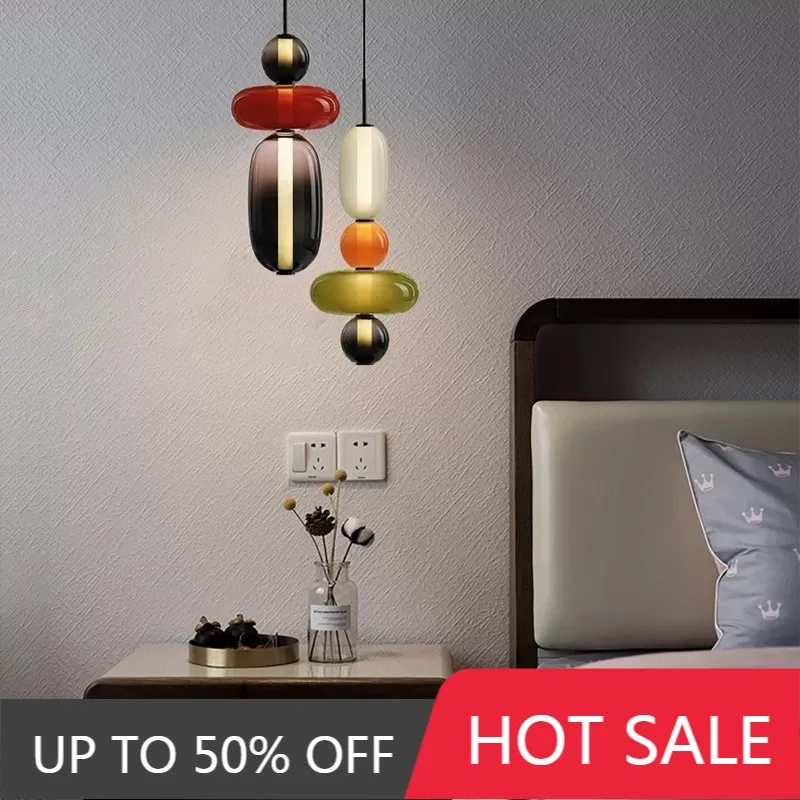 Japan Wabi-sabi LED Ceiling Chandeliers Lamps Design Candy Glass Hanging Pendant Lights Home Decor Items For Living Room Bedroom