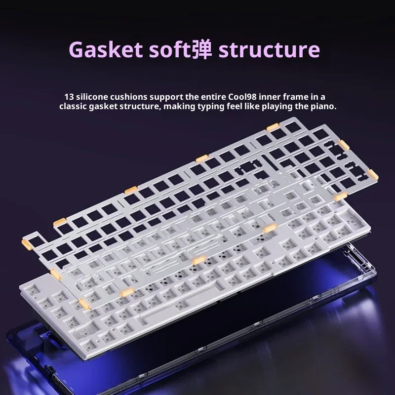 

Dareu Cool98 Новая механическая клавиатура со звездным кольцом и световой полосой RGB Беспроводная индивидуальная игровая клавиатура для киберспорта Прозрачная FPS