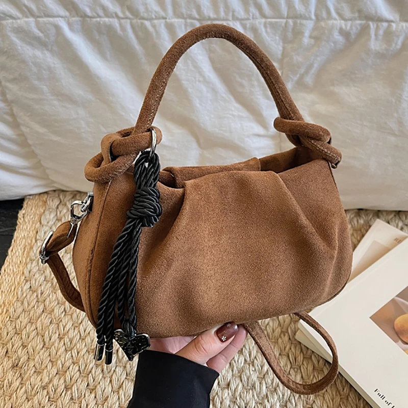 

Small Retro Suede Leather Shoulder Bags Womens 2025 Luxury Designer Brand Trend Crossbody Bag Females Short Handle Handbags
