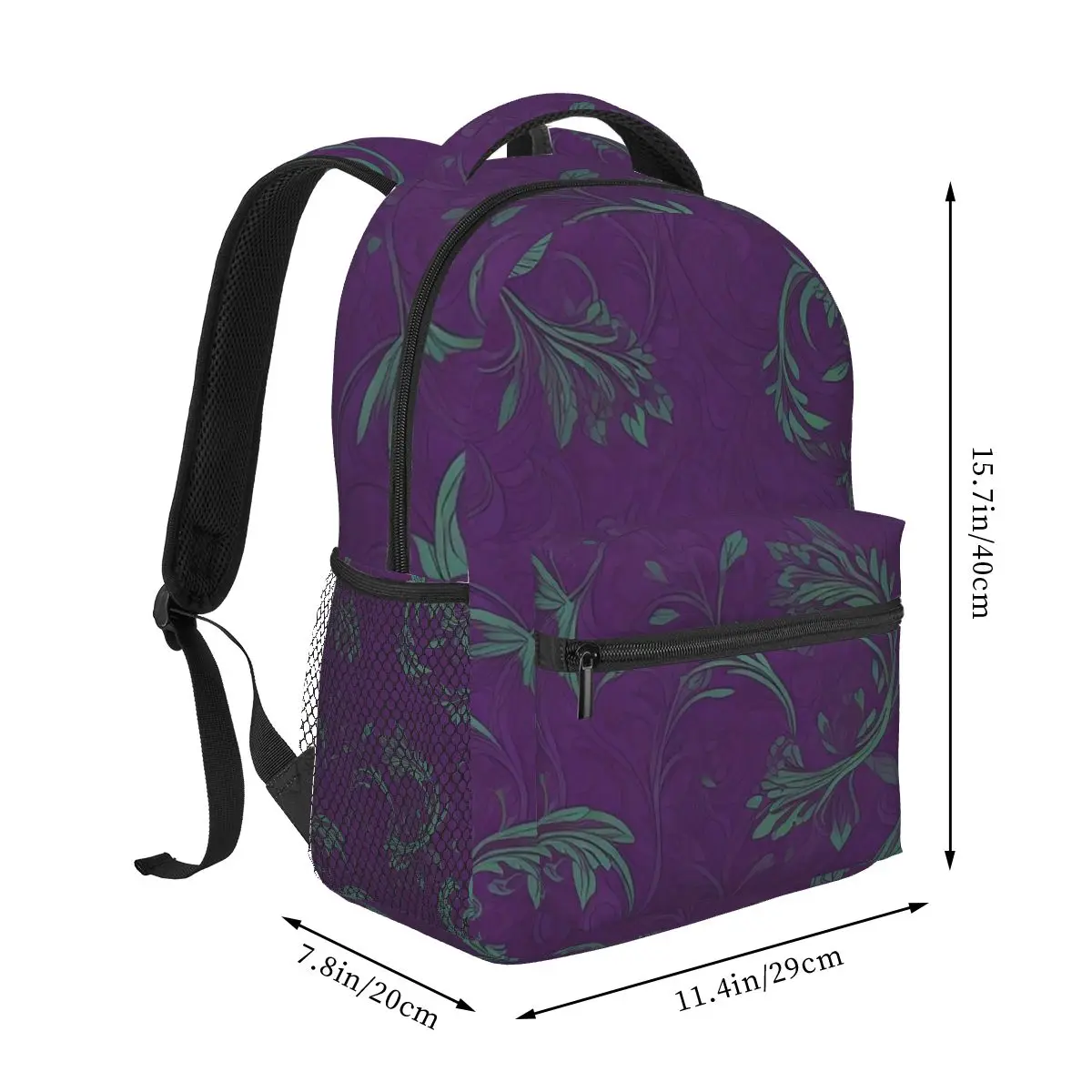 Enchanting Harmony Green And Purple Vector Pattern Backpack Hot Sale Daypack Large Capacity Kid BookBag School Bag Shoulder Bags