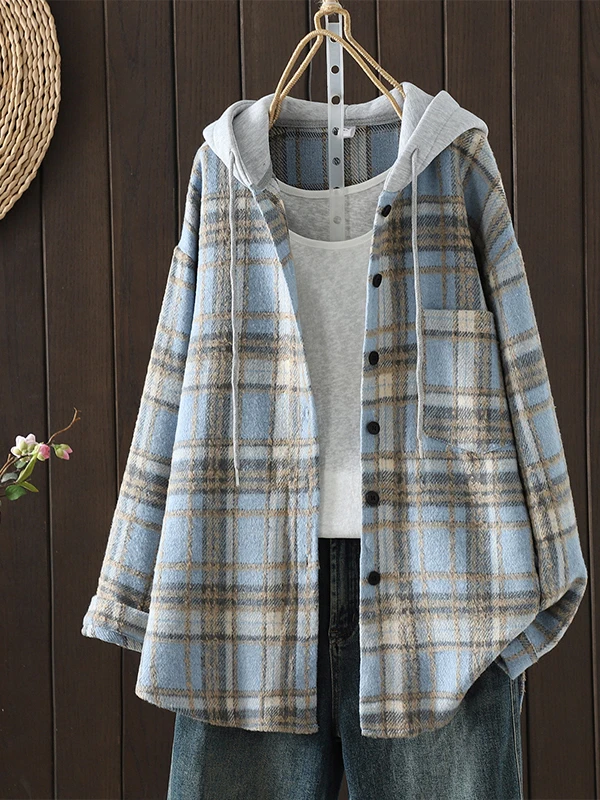 

Thiened Long Sve Hoodie irt Hong Kong Sle Loose Women's Clothing Retro Faionable Outerwear Casual Striped Pattern