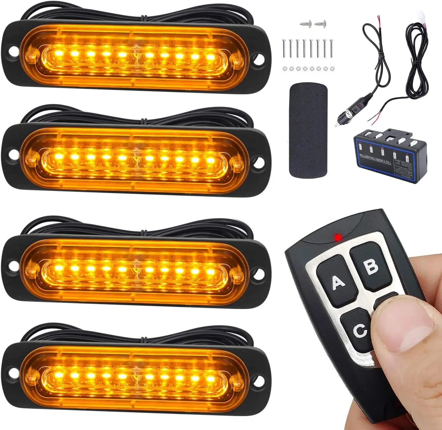 Used for truck LED flashing lights, 4 emergency warning lights of 12-24V, with main control box surface installation