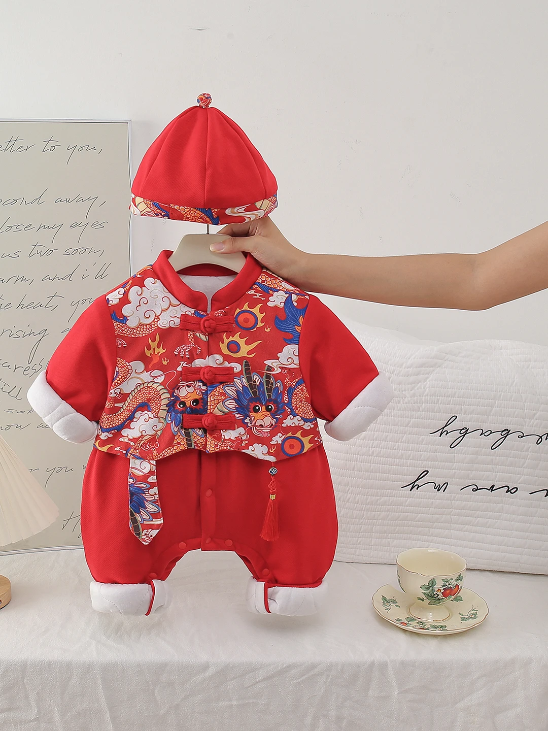 

Хлопковый комбинезон для новорожденных на осень-зиму, праздничный, с высокой талией, длинные брюки, из полиэфирного волокна, обычный, тонкий