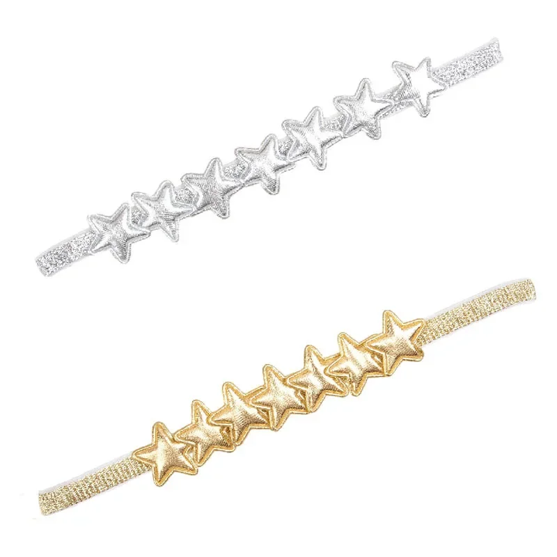 1PCS Fashion Gold Silver Newborn Girls Headband Five-pointed Baby Star Hairband Shining Infant Kids Photography Props