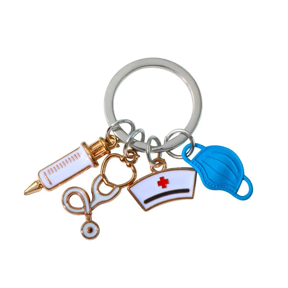 10-100PCS Keychain Set Men And Women Are Suitable For Quirky Style Nurse Doctor Mask Syringe Multi Color Pendant Accessories