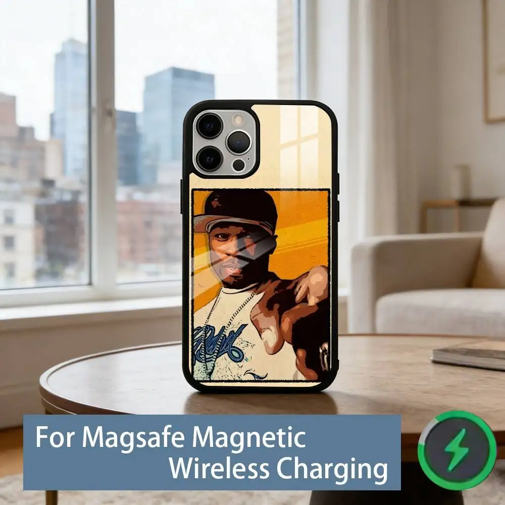 50 Cent Rapper Phone Case For iPhone17,16,15,14,13,12,11 Plus,Pro Magnetic with Magsafe Wireless Charging 6