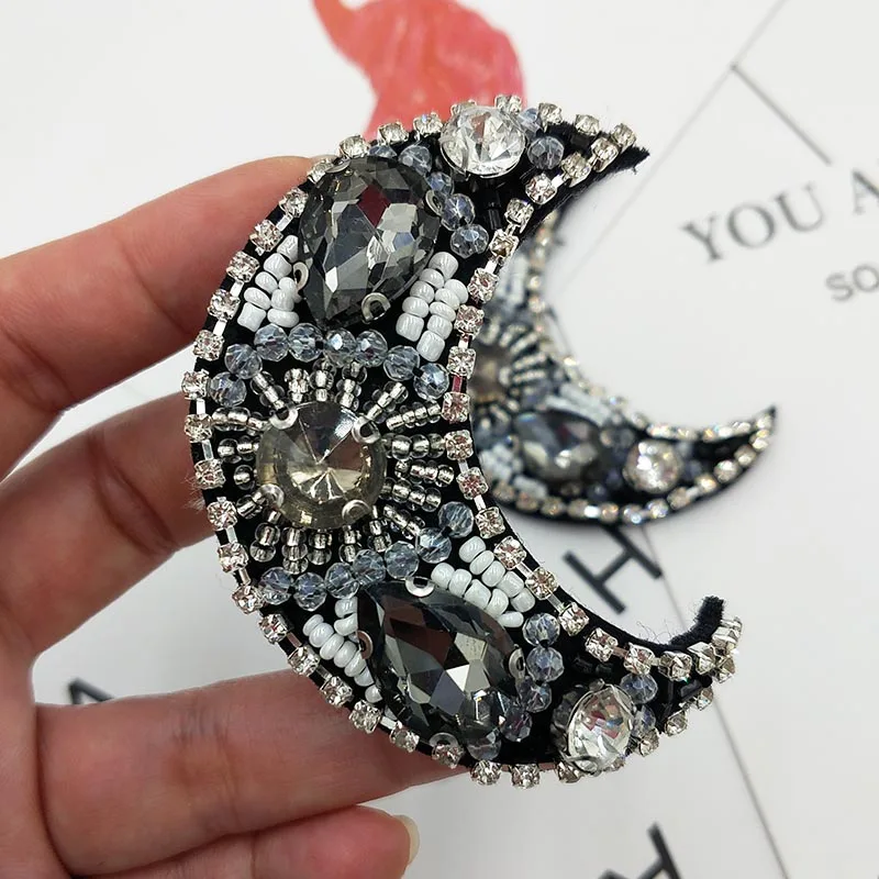 Mode Mond Strass Perlen Patches für Kleidung Nähen auf Pailletten Parch Abzeichen Applikation bestickt Parches Bordados Para – Detail 2