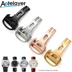 12 14 16mm 18mm 20mm Stainless Steel Folding Buckle for Leather Strap Buckle Women Men's  Universal Belt Watch Clasp Accessories