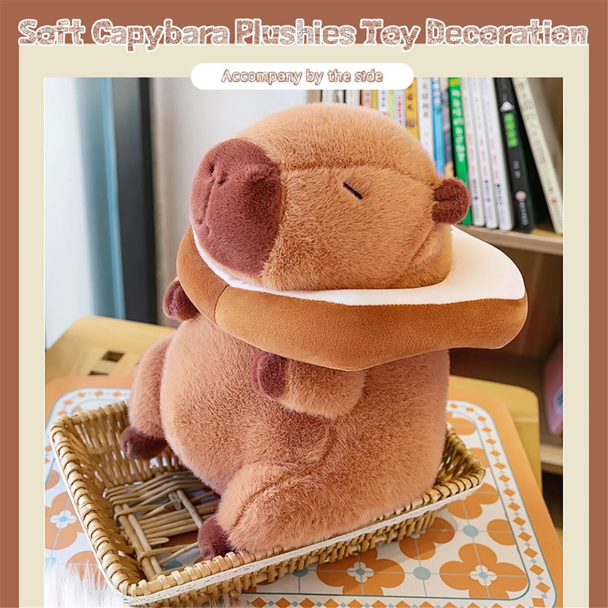 Almofada De Pelúcia Capivara Bonito com Pão, Boneca Macia Kawaii, Brinquedos De Pelúcia