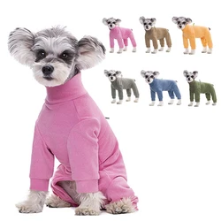 Dog Pajamas for Small Dogs Warm Velvet Long Sleeves Dog Jumpsuit Winter Pet Clothes Fleece Overalls with 4 Leg Soft Puppy Outfit