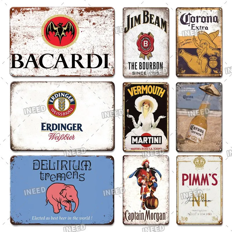 Cartel de cerveza Vintage, letrero de Metal, decoración de pared Retro Shabby Chic para hombre, cueva, Bar, habitación