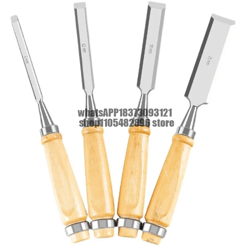 Solid wood woodworking chisel Special steel woodworking tools Daquan wooden handle steel chisel carpenter flat chisel