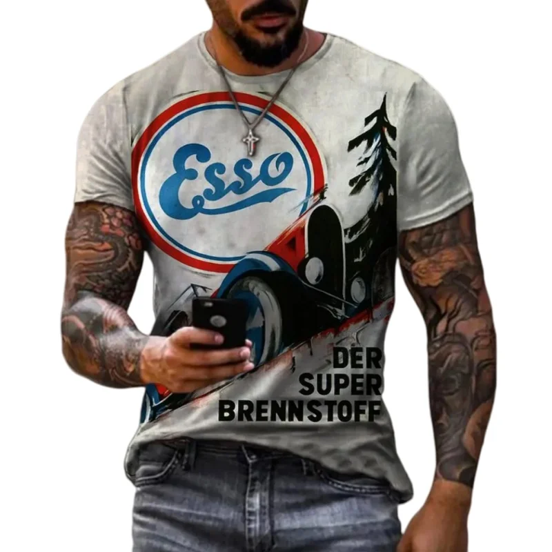 Vintage Motorcycle T-shirt For Men Summer O-Neck Loose Short Sleeve Hip Hop Tee Shirts Streetwear Tops Oversized Men Clothing