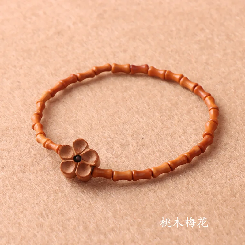 Temple Style Natural Olive Nuclear Bamboo Single Circle Bracelet for Men and Women Simple Style Play with Hand Rope for Couple