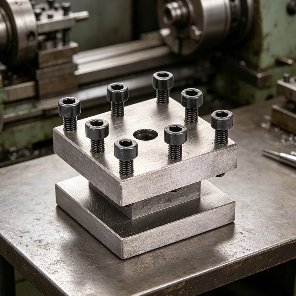 For Heavy-Duty Cutting Silver Square Tool Post Rest Tool Post Support High Processing Accuracy User-Friendly Bracket