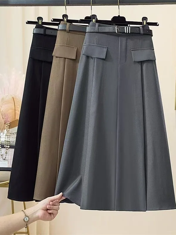 

Юбка А-силуэта с плиссировкой, высокая талия, стройнящий крой, женская повседневная модная одежда, весенний сезон, полиэстер