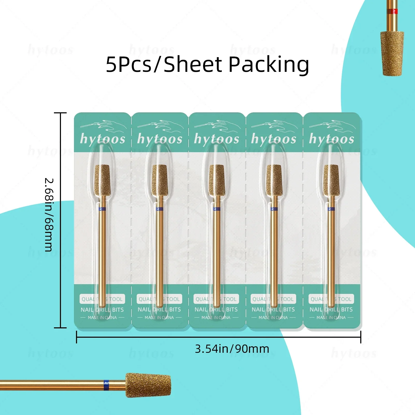 HYTOOS 5 ピース/セットチタンネイルドリルビットダイヤモンドキューティクルクリーンネイルビットプロフェッショナル安全キューティクル角質ネイルクリーナーツール