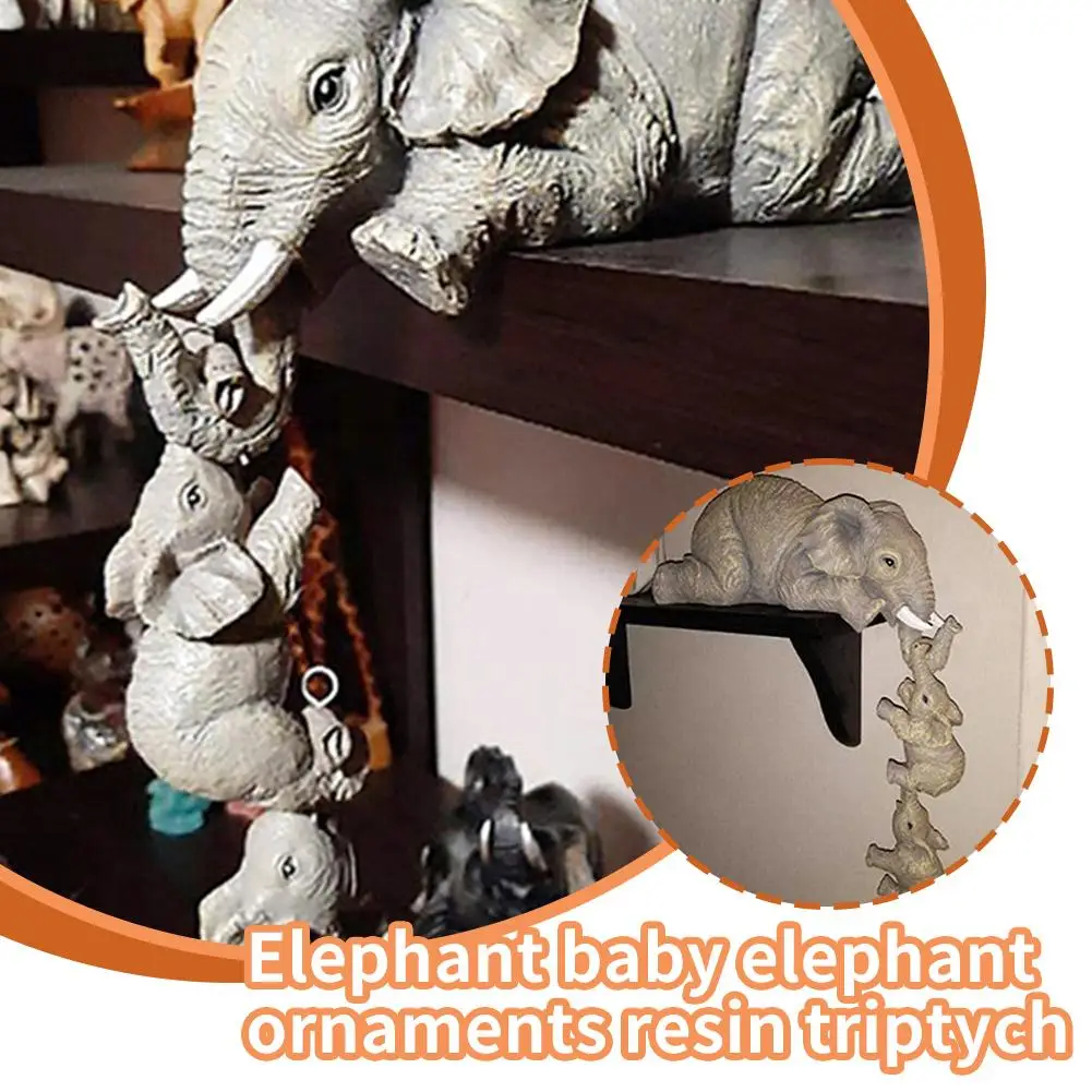 New Elephant Hanging Crafts Artwork Outdoor Courtyard And Ornaments Sculpture Resin Three Child Horticultural Elephants Mot U8E8