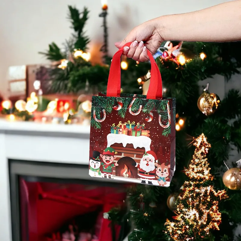 4 pezzi sacchetto regalo di natale babbo natale pupazzo di neve borsa Non tessuta decorazioni natalizie per la casa 2024 regali di natale Navidad