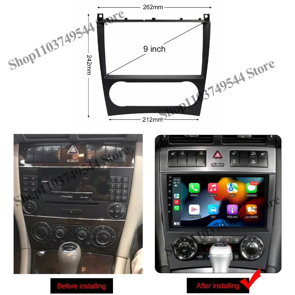 Android 14 Auto CarPlay For Mercedes Benz C-Class W203 W209 C180 C200 CL203 C209 A209 2004-2011 Multimedia Player 5G GPS Display