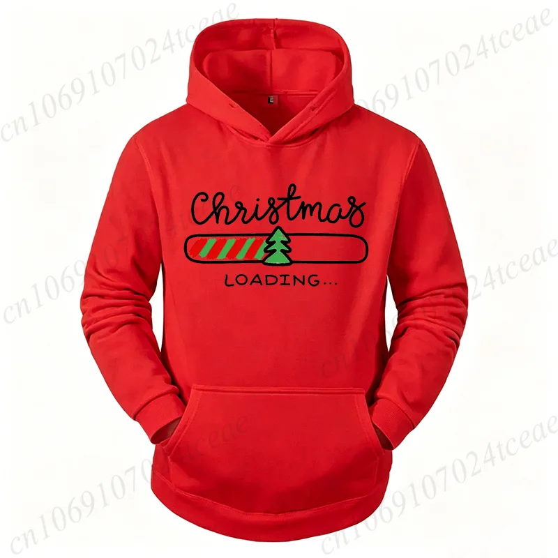 Christmas Shirt Xmas Graphic Hoodies Holiday Party Tops Christmas Loading Progress Bar Print Hooded Tracksuits Xmas Holiday Gift