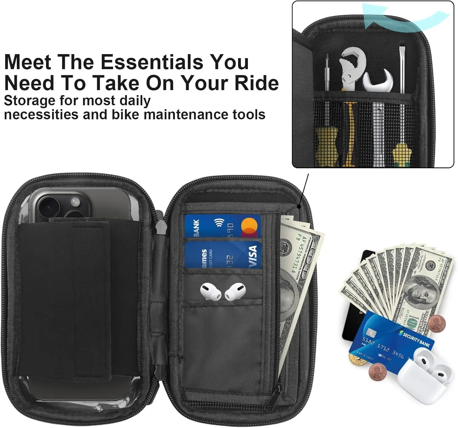 Wasserdichte Fahrrad- und Motorrad-Handyhalterung mit Touchscreen-Tasche für 6,4-Zoll-Geräte, Lenkerhalterung für iPhone 12Pro Samsung – Detail 3