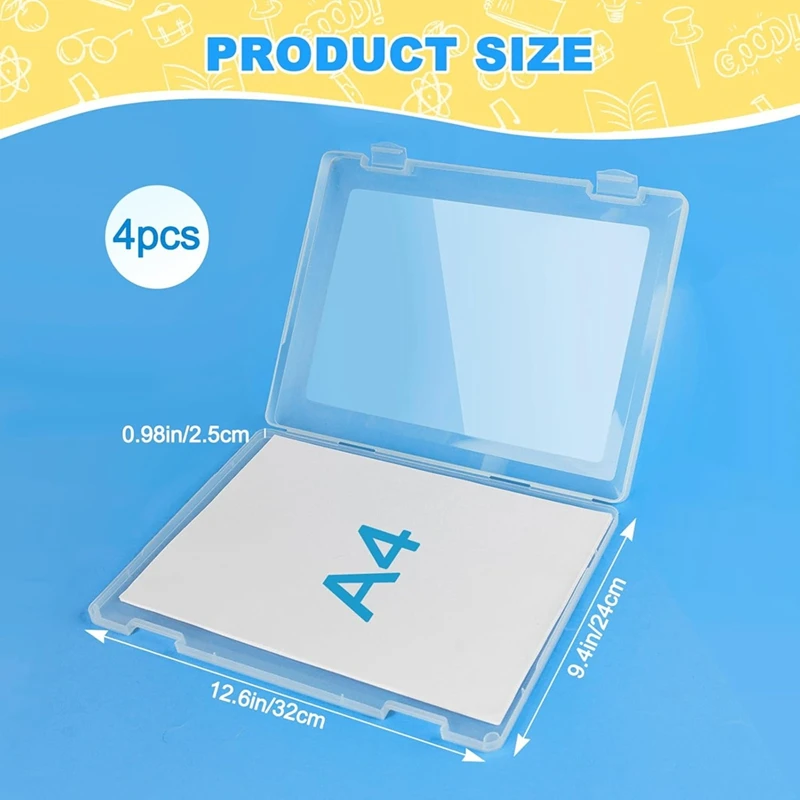 A4 File Box Paper Storage Rack, Protetor de Documentos para Revistas, Scrapbooks, Escritório, Material Escolar, 4 Pacotes