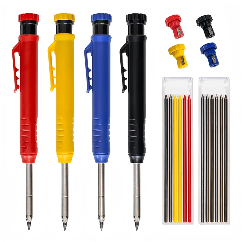 

Твердый набор карандашей для плотников со встроенной точилкой, инструмент для маркировки глубоких отверстий, автоматический карандаш для рисования, стержень для прецизионных работ