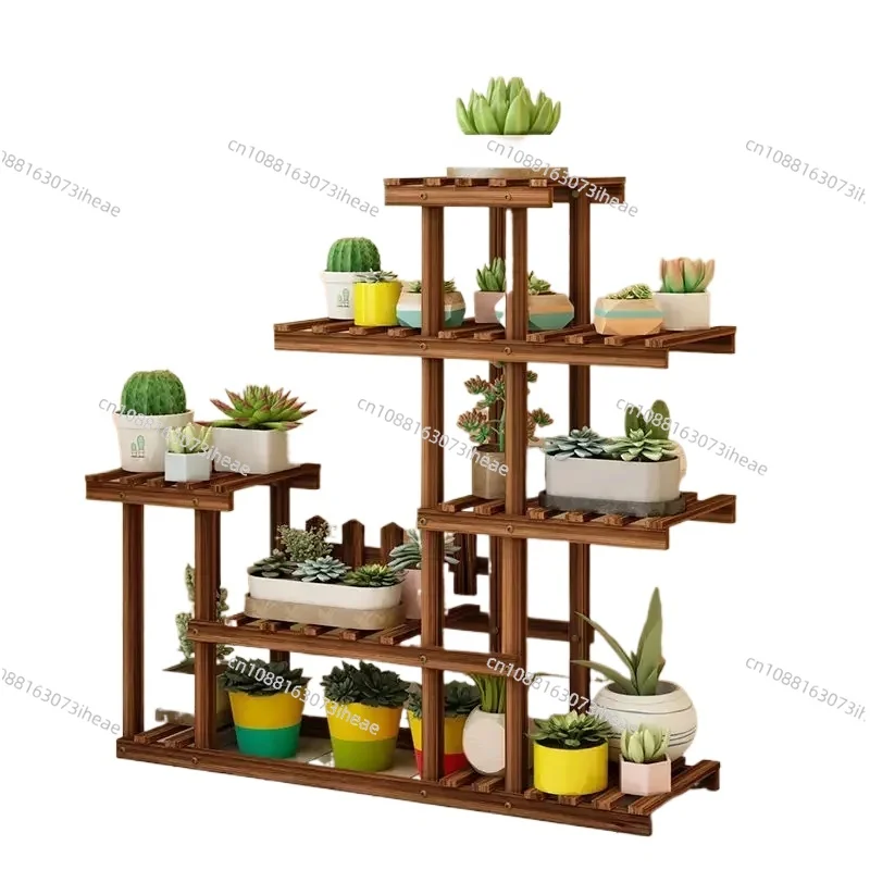 

Балконная стойка для цветов, многослойная внутренняя экономия места, напольные украшения, стеллаж для хранения, дизайн из массива дерева для гостиной