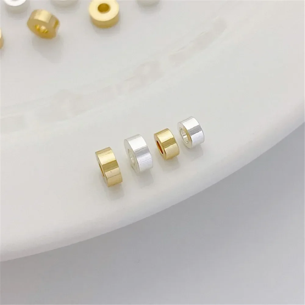 Perline spesse in oro 14 carati, perline a tubo tondo, perline sfuse, perline a secchiello, braccialetti di perline fai da te fatti a mano, collane, accessori di gioielli