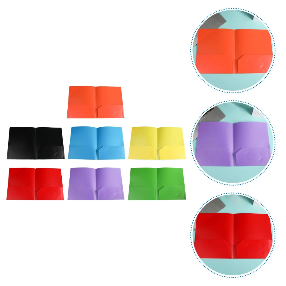 7 Pcs Double Slip Pocket File Folder Plastic Folders with Pockets Pp Heavy Duty Homework Office