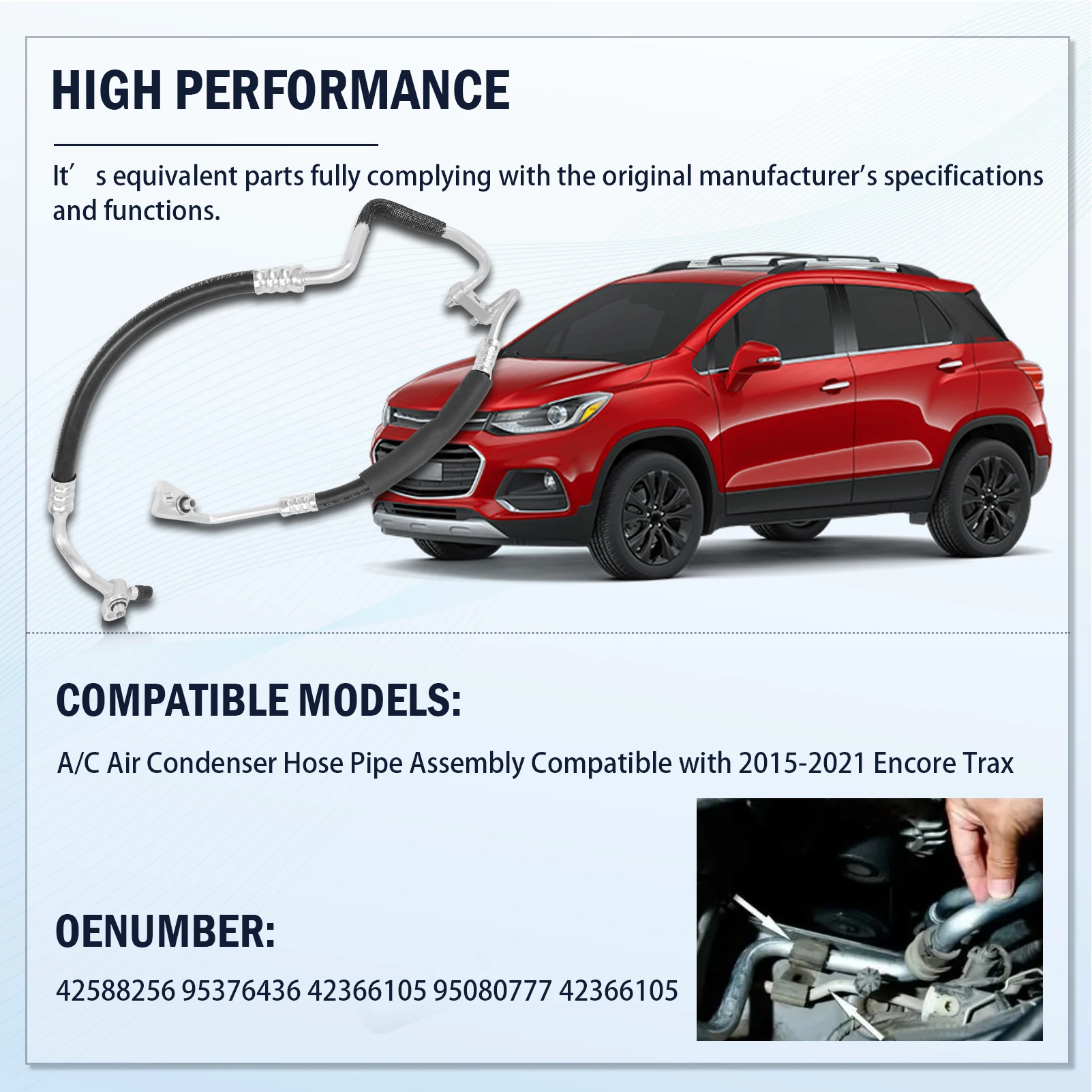 

Шланг конденсатора кондиционера в сборе для Encore Chevy Trax 2015-2021, модель 42588256 95376436 42366105 95080777, труба кондиционера