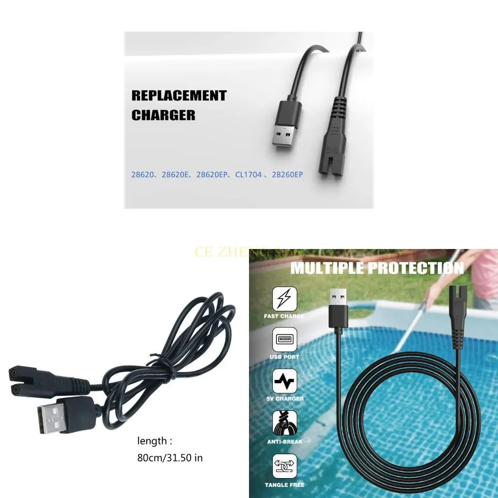 خط شحن E56B 80 سم لمنظفات المعدات تحت الماء 5V 2A سلك الطاقة USB