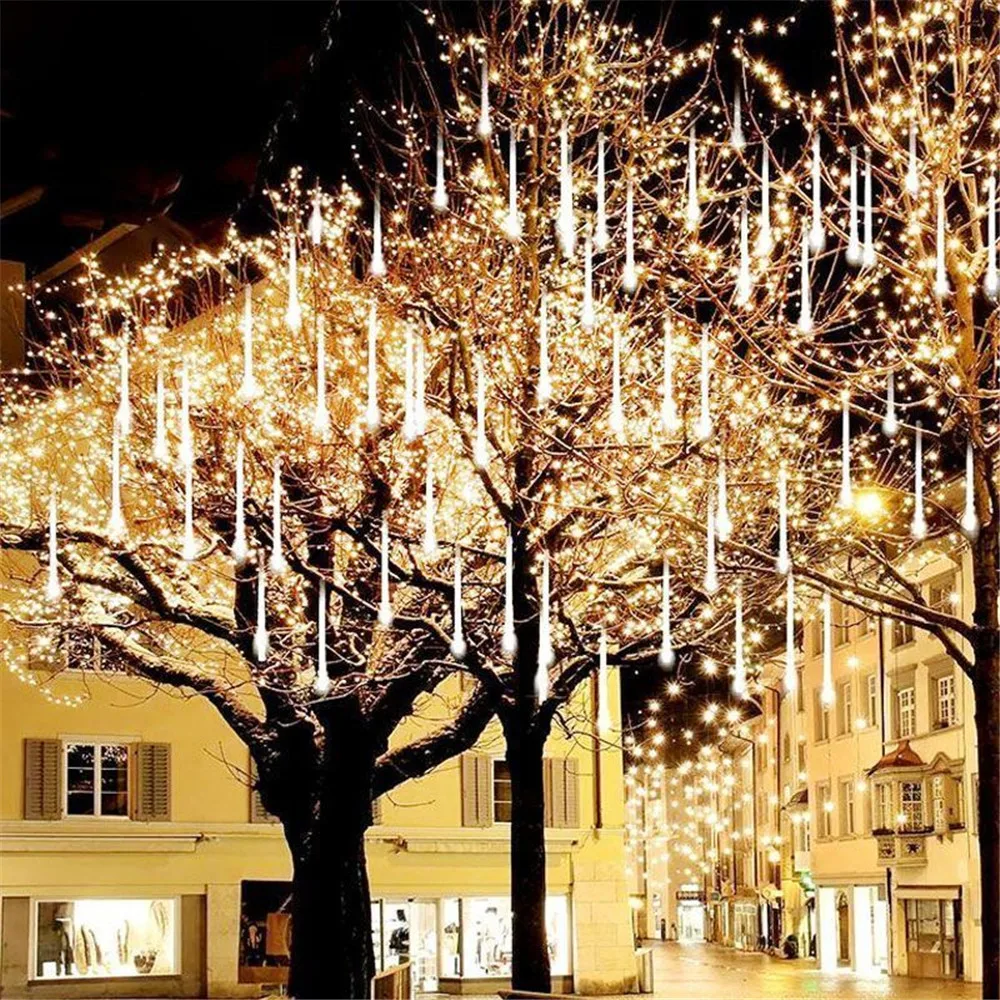 8 Tubes LED Meteor Shower Light Christmas Lights Outdoor Icicle String Lights for Garden Christmas Tree Wedding Party Decoation