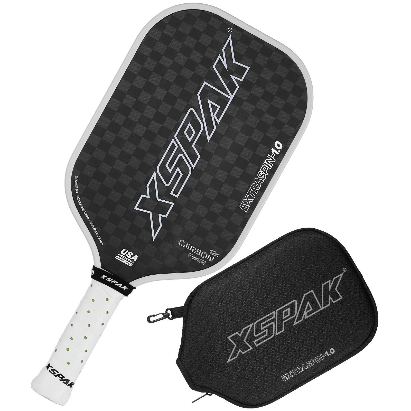 XSPAK EXTRASPIN1.0 TORAY T700-12K WOVEN CARBON FIBER SURFACE THERMOFORMED PICKLEBALL PADDLE