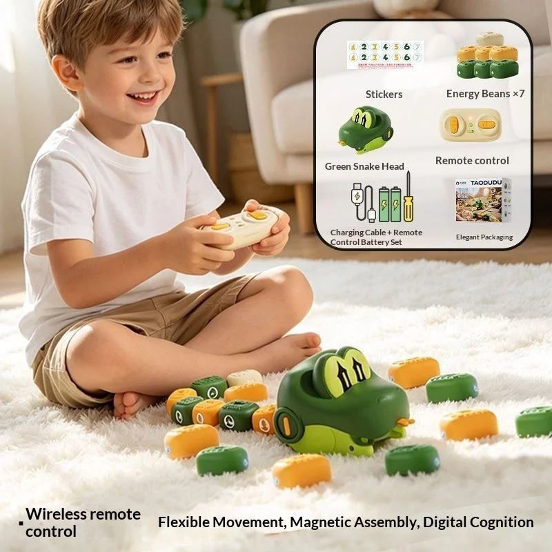 Taodudu Magnetic Glutton Snake Remote Control Toy Magnetic Splicing Number Cognition Flexible Moving Interactive Game Gift