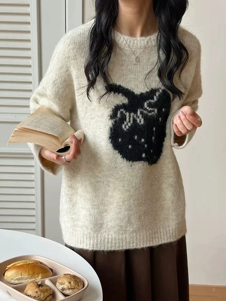 Cute Strawberry Sweaters Women Vintage Preppy Style Knitted Jumpers Japan Kawaii Long Sleeve Fall Female Sweet Pullovers